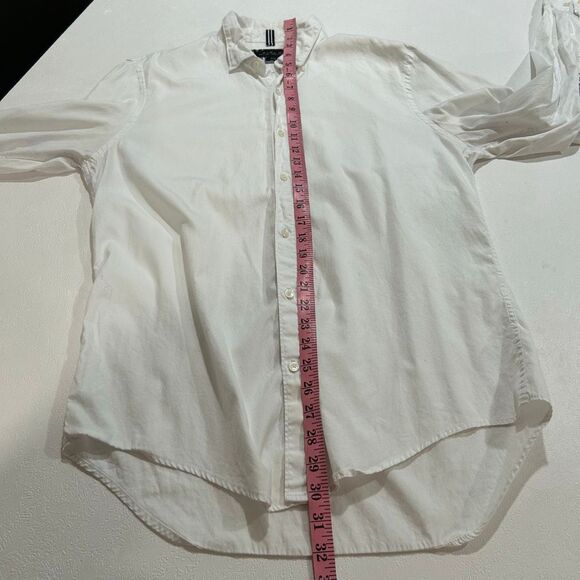 Zara Man Men’s Large Slim Fit White Button Down Shirt Plaid Elbow Patches - Picture 6 of 7